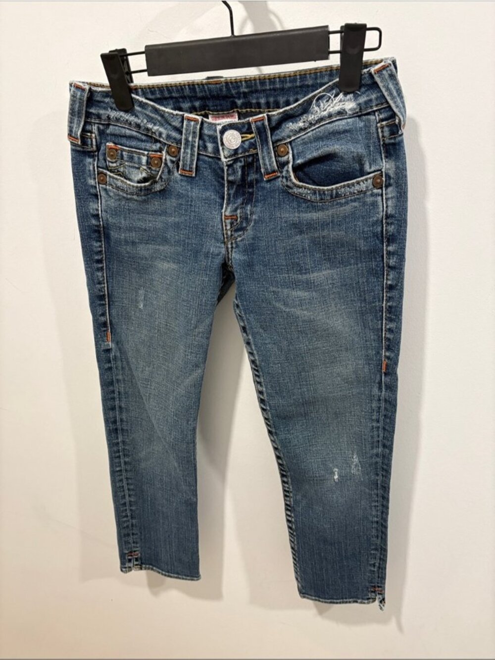 True Religion Blue Cropped capri Skinny Jeans